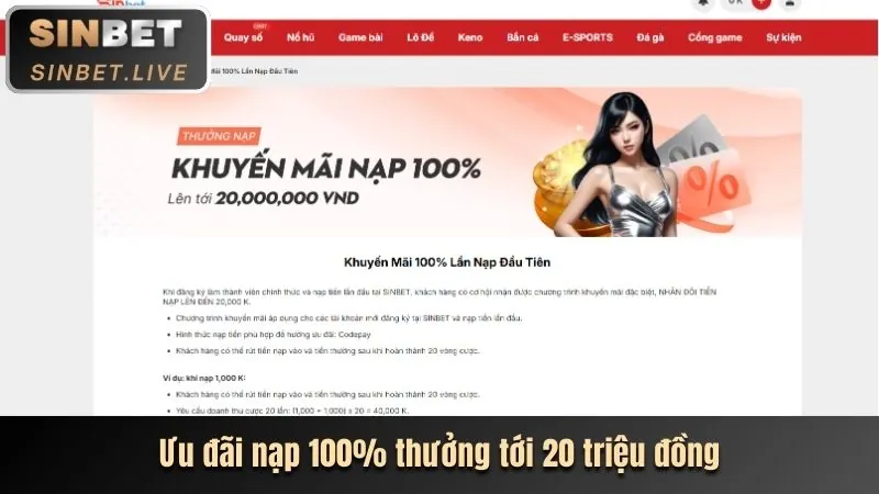 Thưởng chào mừng 100%